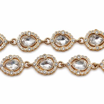 Catena in acciaio oro con strass gocce 16x12 mm conf. 20 cm