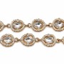 Catena in acciaio oro con strass gocce 16x12 mm conf. 20 cm