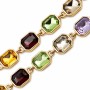 Catena in acciaio oro con strass colorati rettangolo 16x10 mm conf. 20 cm