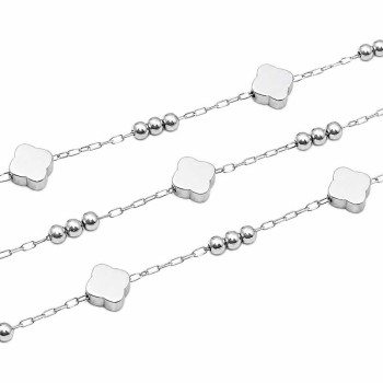 Catena in acciaio alternata maglia 3x2 mm palline 2 mm conf. 50 cm