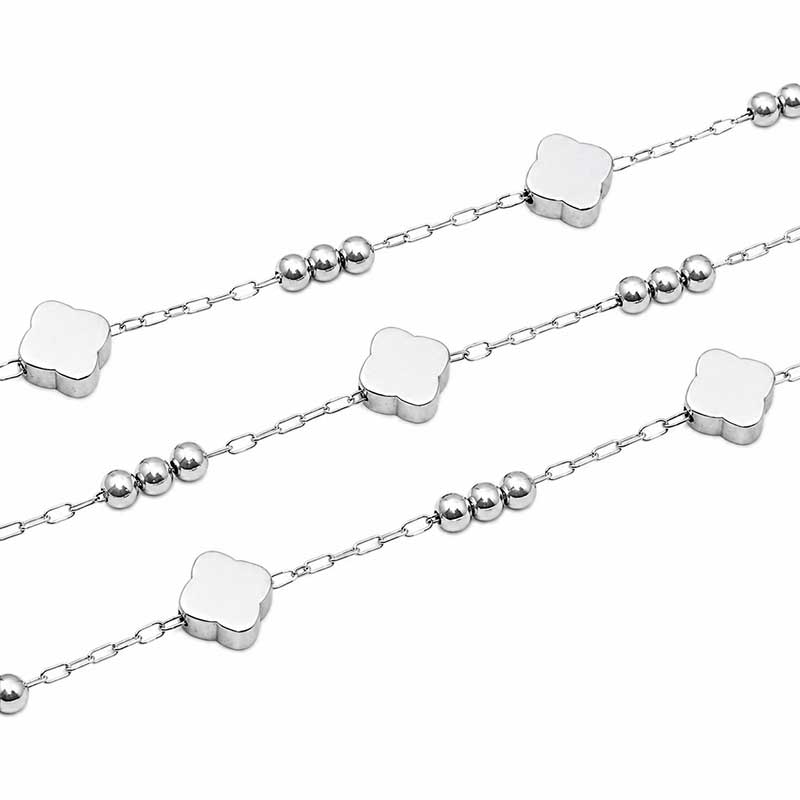 Catena in acciaio alternata maglia 3x2 mm palline 2 mm conf. 50 cm Catena in acciaio alternata maglia 3x2 mm palline 2 mm conf. 50 cm