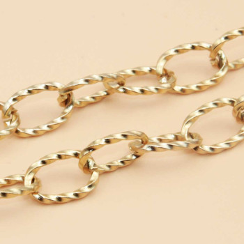 Catena i acciaio oro ovale torta 11x7 mm conf. 50 cm