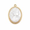 Ciondolo in acciaio cameo oro con perla 22x15 mm conf. 1 pz Ciondolo in acciaio cameo oro con perla 22x15 mm conf. 1 pz