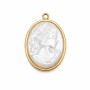 Ciondolo in acciaio cameo oro con perla 22x15 mm conf. 1 pz