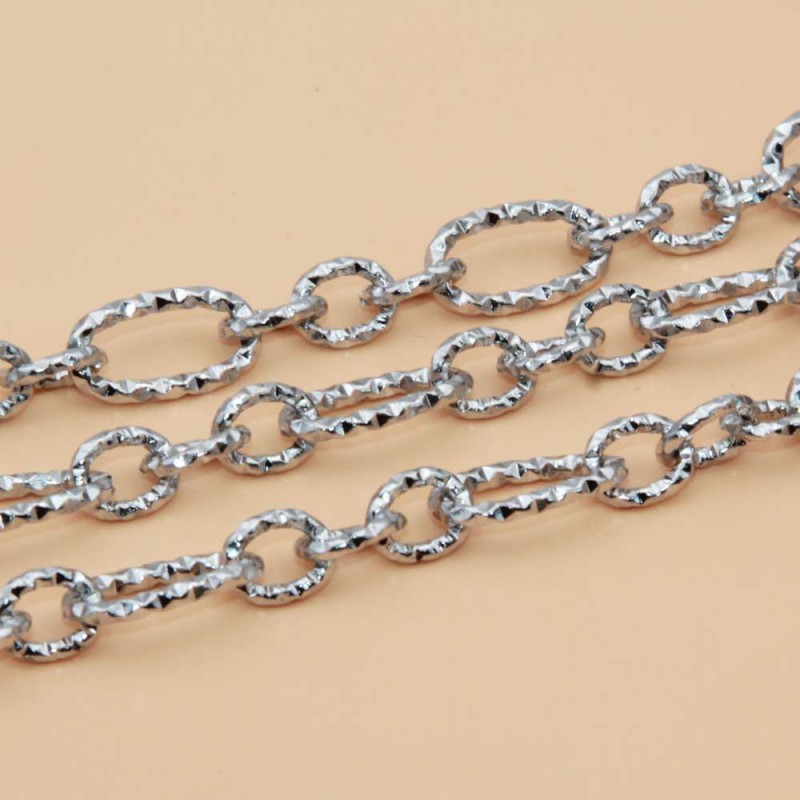 Catena in acciaio diamantata doppi maglia 12x8 mm e 6x5 mm conf. 50 cm