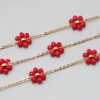 Catena acciaio oro con fiore cristalli rossi 10 mm conf. 50 cm (fio-1820) - pietreeminuterie.com