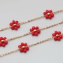 Catena acciaio oro con fiore cristalli rossi 10 mm conf. 50 cm