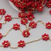 Catena acciaio oro con fiore cristalli rossi 10 mm conf. 50 cm (fio-1820) - pietreeminuterie.com
