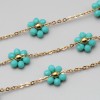 Catena acciaio oro con fiore cristalli turchese 10 mm conf. 50 cm (fio-1819) - pietreeminuterie.com
