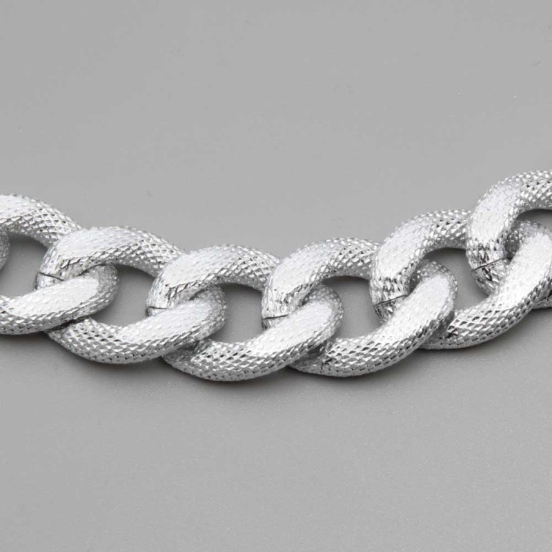 Caten in alluminio argento maglie piatta grandi 25x19 mm conf. 50 cm (cat-al004) - pietreeminuterie.com