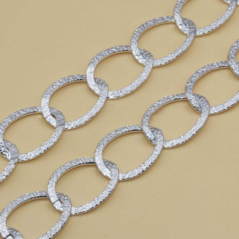 Catena alluminio argento ondulata 24.5x17.5 mm conf. 50 cm (on-0009aa) - pietreeminuterie.com