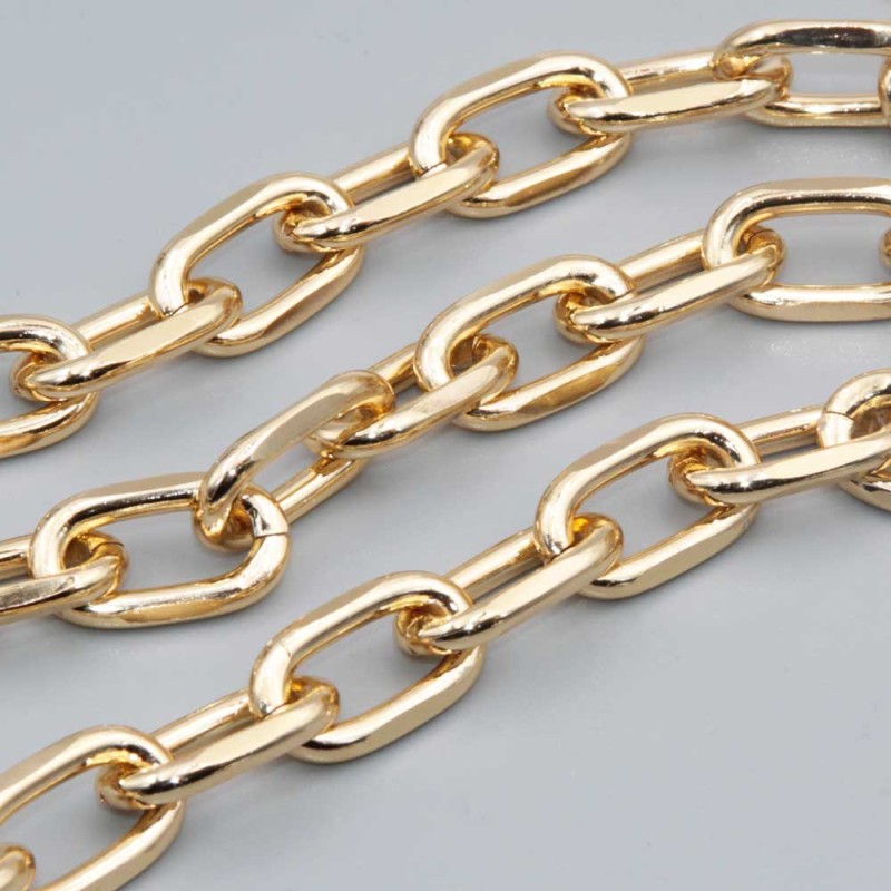 Catena alluminio oro ovale 20x12 mm conf. 50 cm (ca-al012) - pietreeminuterie.com