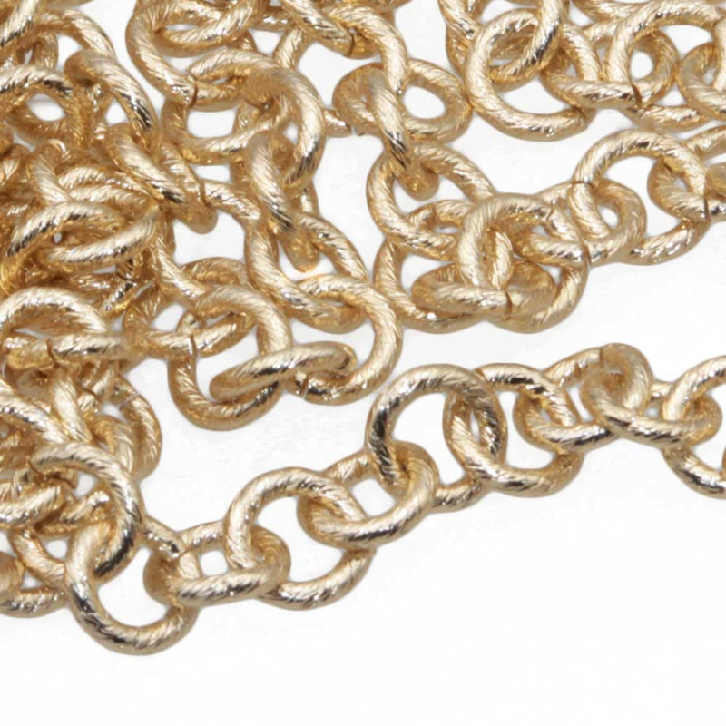 Catena alluminio oro tonda striata 10 mm conf. 50 cm (10mm-gols) - pietreeminuterie.com