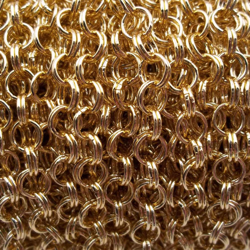 Catena in alluminio oro doppia maglia 5.5 mm 1 mt (Ctt5x1) - pietreeminuterie.com
