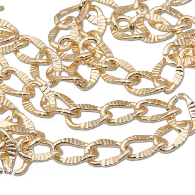 Catene in alluminio ondulata intagliata 15x10 mm oro 50 cm (1510-all11) - pietreeminuterie.com