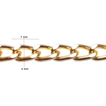 Catena in Alluminio color oro maglia piatta ovale 7x4 mm 1 mt