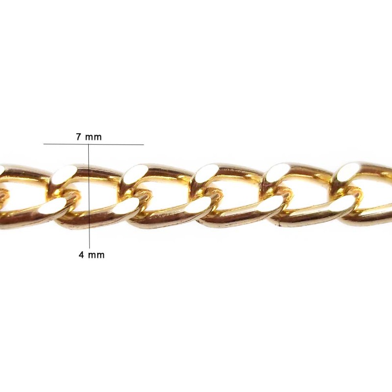 Catena in Alluminio color oro maglia piatta ovale 7x4 mm 1 mt (fb9530) - pietreeminuterie.com