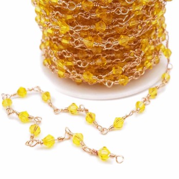 Catena Bicono gialli annodata a mano oro pacco 50 cm