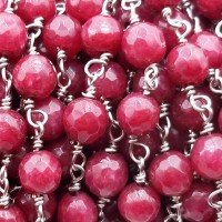 Catena rosario pietre dure diaspro rosso sfac. 6 mm pacco 50 cm