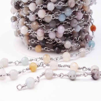 Catena rosario con pietre dure amazzonite 4,5 mm pacco 50 cm