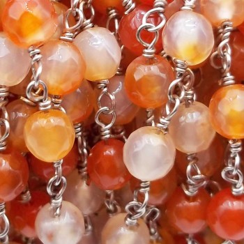 Catena rosario pietre dure corniola chiara sfac. striata 6 mm pacco 50 cm