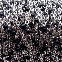 Catena in acciaio rosario smaltata nera 2.6x2 mm pallina 2.3 mm 50 cm