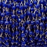 Catena rosario in ottone cristalli blu 2 mm pacco 50 cm