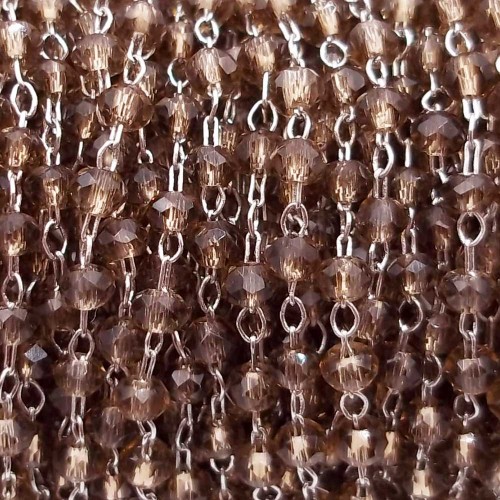 Catena rosario in ottone cristalli fume 2 mm pacco 50 cm