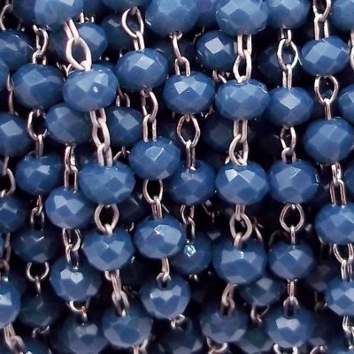 Catena rosario in ottone rodiato cristalli oslo grey 2 mm pacco 50 cm