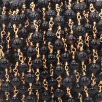 Catena rosario oro tormalina nera 6 mm 50 cm