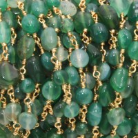 Catena rosario pietre dure avventurina pepite 8 mm circa maglia oro 50 cm