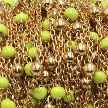 Catena acciaio oro pallina smaltata verde 50 cm