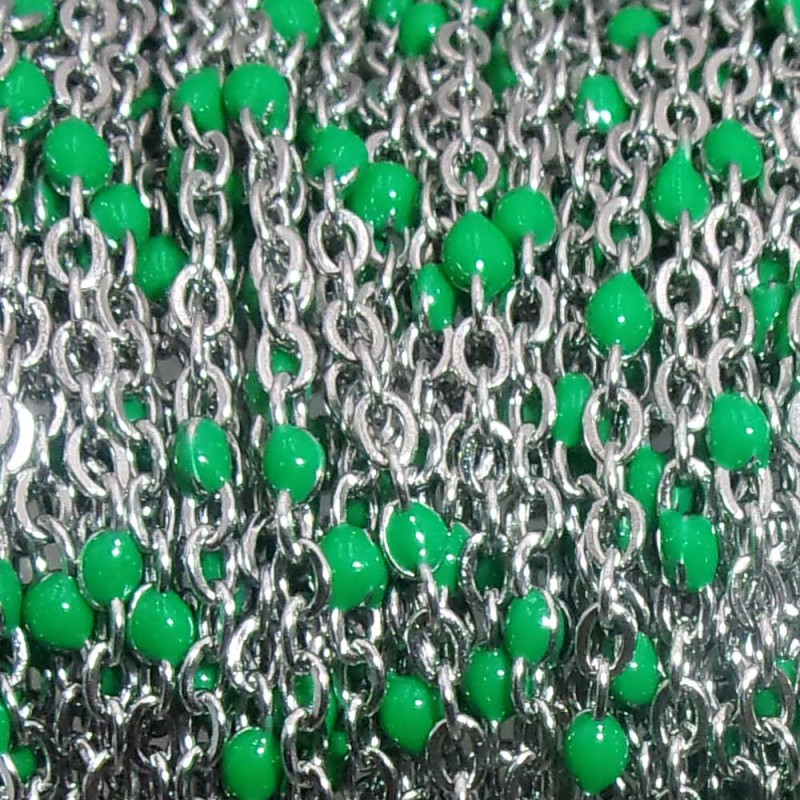 Catena in acciaio rosario verde chiaro 2.6x2 mm pallina 2.3 mm 50 cm (xdzq10) - pietreeminuterie.com