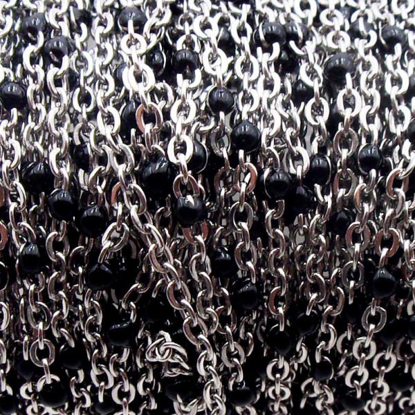 Catene Rosario Smaltate | Catena in acciaio rosario smaltata nera 2.6x2 mm pallina 2.3 mm 50 cm - dark8865