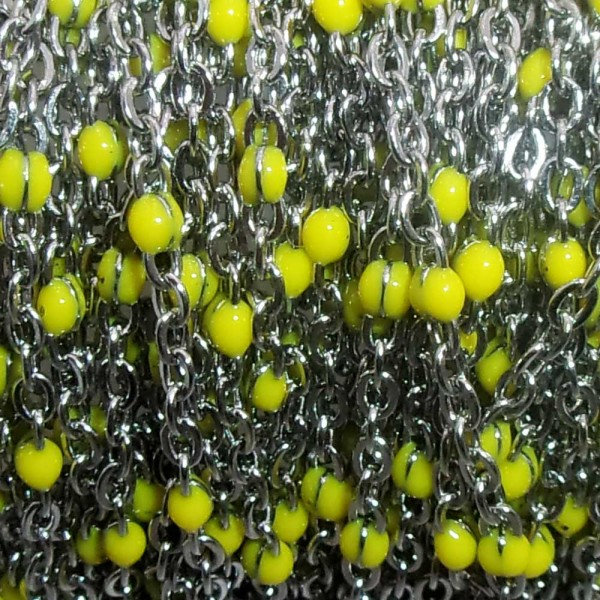Catene Rosario Smaltate | Catena in acciaio rosario smaltato giallo 2.6x2 mm pallina 2.3 mm 50 cm - xzq10gg