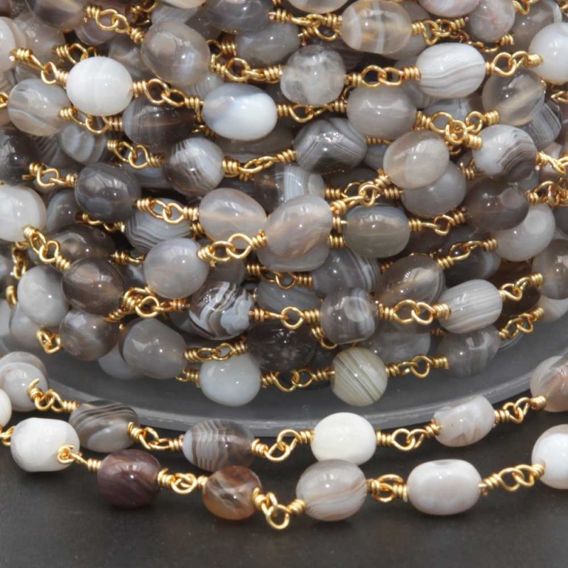 Catena pietre dure pepite agata botswana 6/8 mm pacco 50 cm (botw2829) - pietreeminuterie.com