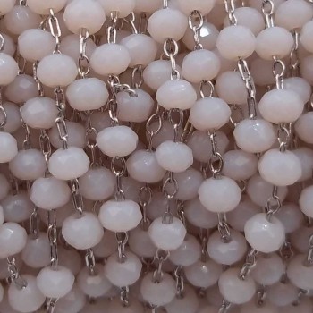 Catena rosario in ottone cristalli avorio 2 mm pacco 50 cm