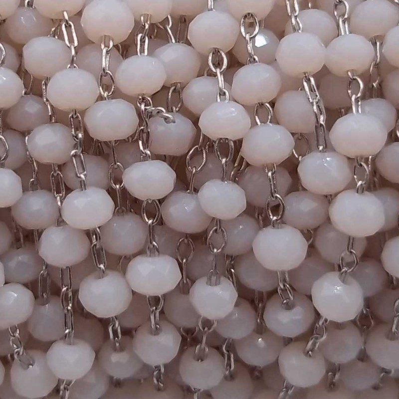 Catena rosario in ottone cristalli avorio 2 mm pacco 50 cm (avor5578) - pietreeminuterie.com