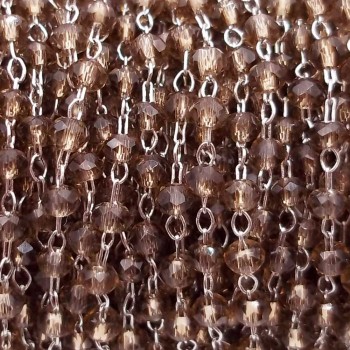 Catena rosario in ottone cristalli fume 2 mm pacco 50 cm