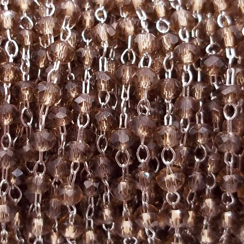 Catena rosario in ottone cristalli fume 2 mm pacco 50 cm (fume66m) - pietreeminuterie.com