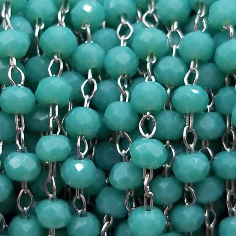 Catena rosario in ottone cristalli turchese 2 mm pacco 50 cm (thur5289) - pietreeminuterie.com