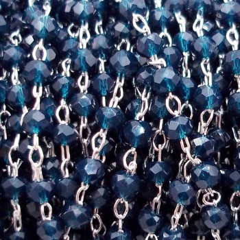 Catena rosario in ottone rodiato cristalli smeraldo 2 mm pacco 50 cm