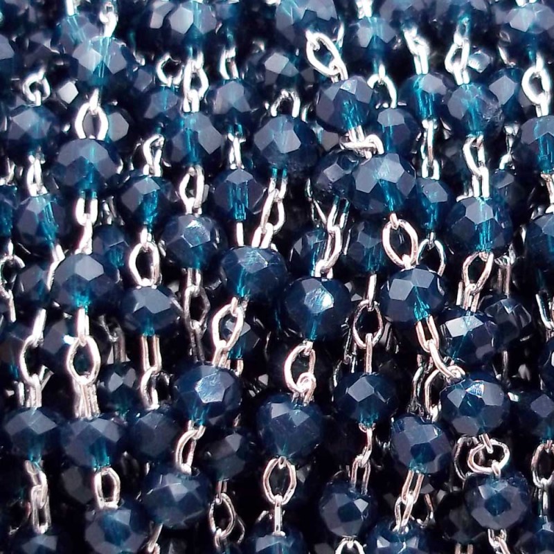 Catena rosario in ottone rodiato cristalli smeraldo 2 mm pacco 50 cm (sme5x3) - pietreeminuterie.com