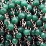 Catena rosario pietre dure agata verde tonda 4 mm filo rodio pacco 50 cm