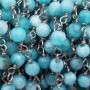 Catena rosario pietre dure amazzonite tonda 4 mm filo rodio pacco 50 cm