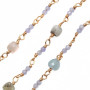 Catena oro con barilotti colorati di agata 50 cm