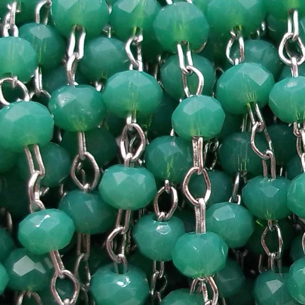 Catene rosario cristalli | Catena rosario in ottone cristalli verdi 2 mm pacco 50 cm - verde773