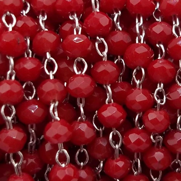Catene rosario cristalli | Catena rosario in ottone rodiato cristalli rossi 2 mm pacco 50 cm - ross9v5