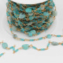 Catena oro pietre dure amazzonite 6/8 mm e zirconiazzurri 2 mm 50 cm