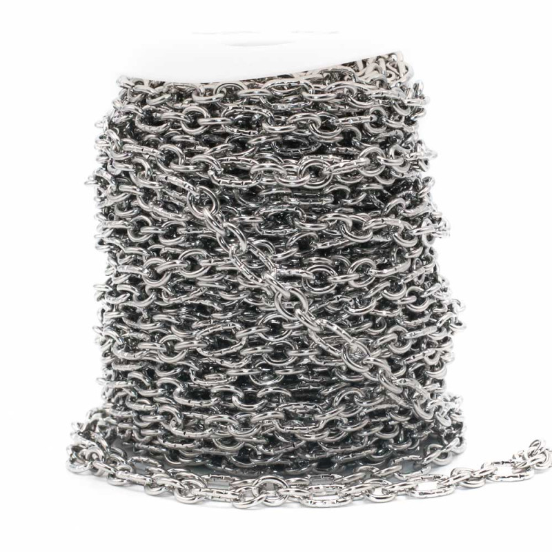 Rorolo 10 mt Catena in acciaio maglie ovali alternate 14x8 mm 9.5x7.5 mm (altddv77) - pietreeminuterie.com